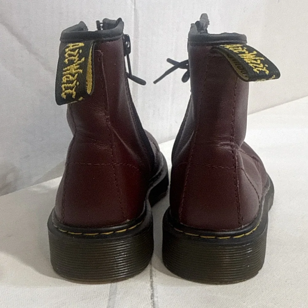 Dr. Martens Delaney Unisex Kids Burgundy Red Casual Side Zip Doc Boots Size 2